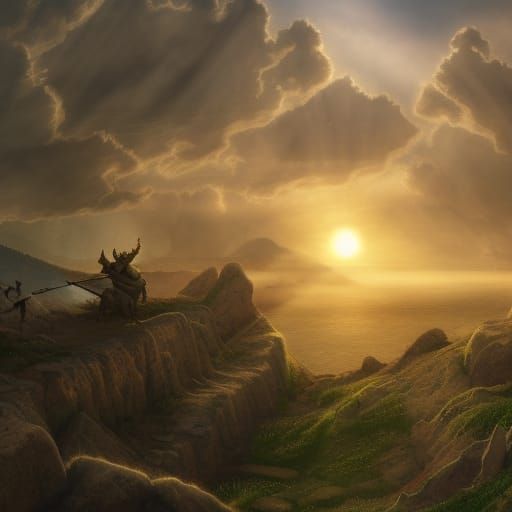 Surreal Astral Landscape with Dragons in Mixed Media