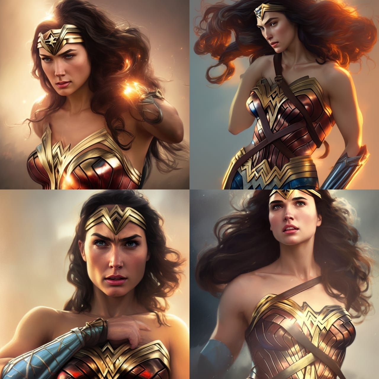 Wonder Woman Sneezing Portrait in Splash Art Style