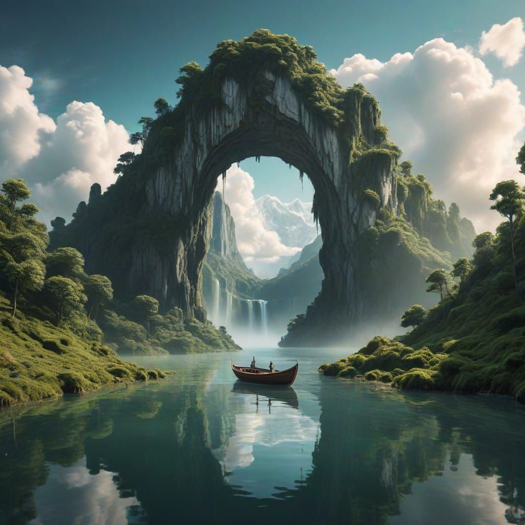 Surreal Bitcoin Landscape in Dreamlike Atmosphere
