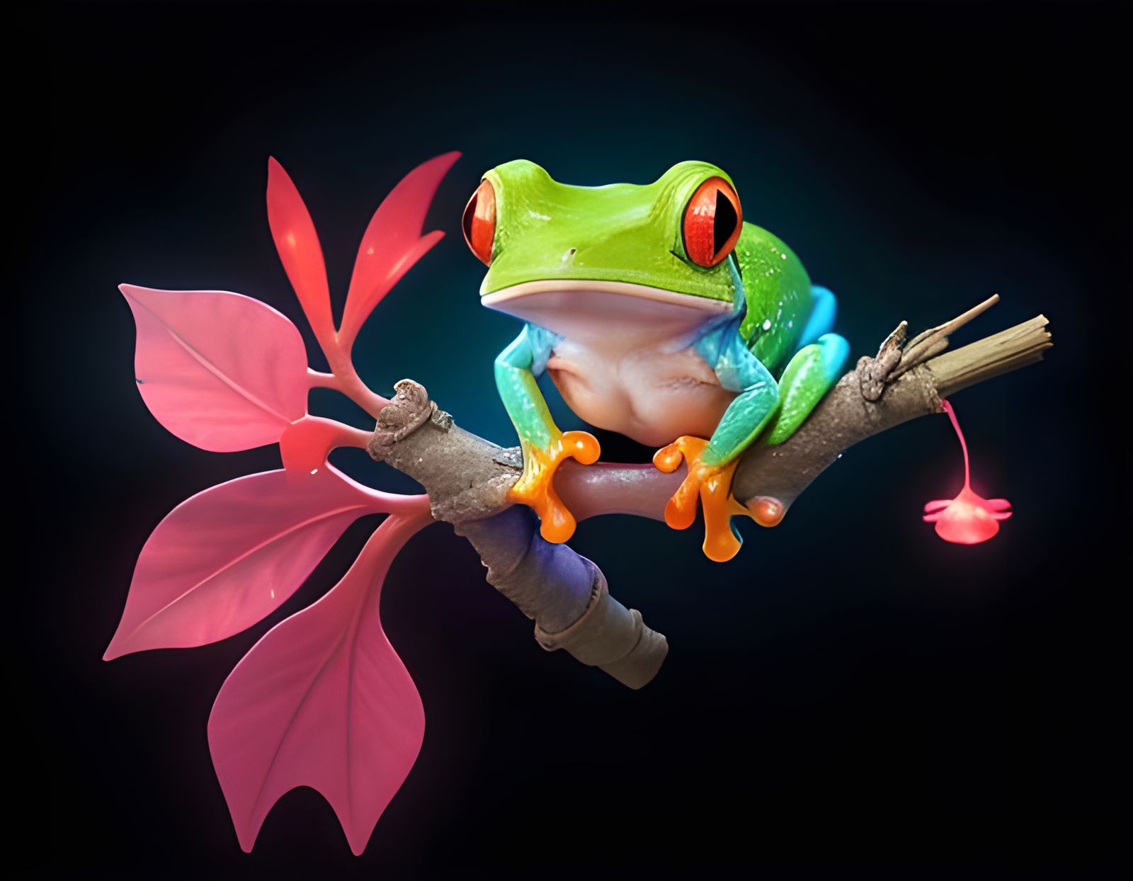 Rainbow Red-Eyed Tree Frog in 3D Digital Art