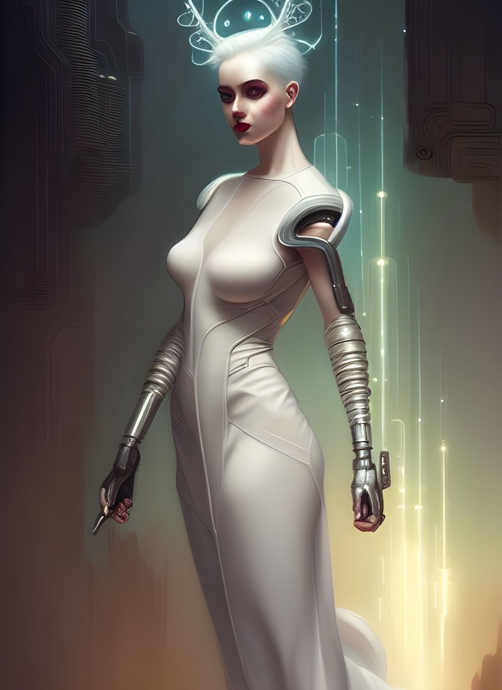 Cyberpunk Queen in Rococo Architecture, Hyperdetailed Portra...