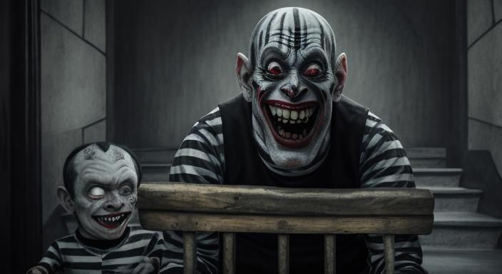 Cinematic Evil Mime in Dark Academia Style