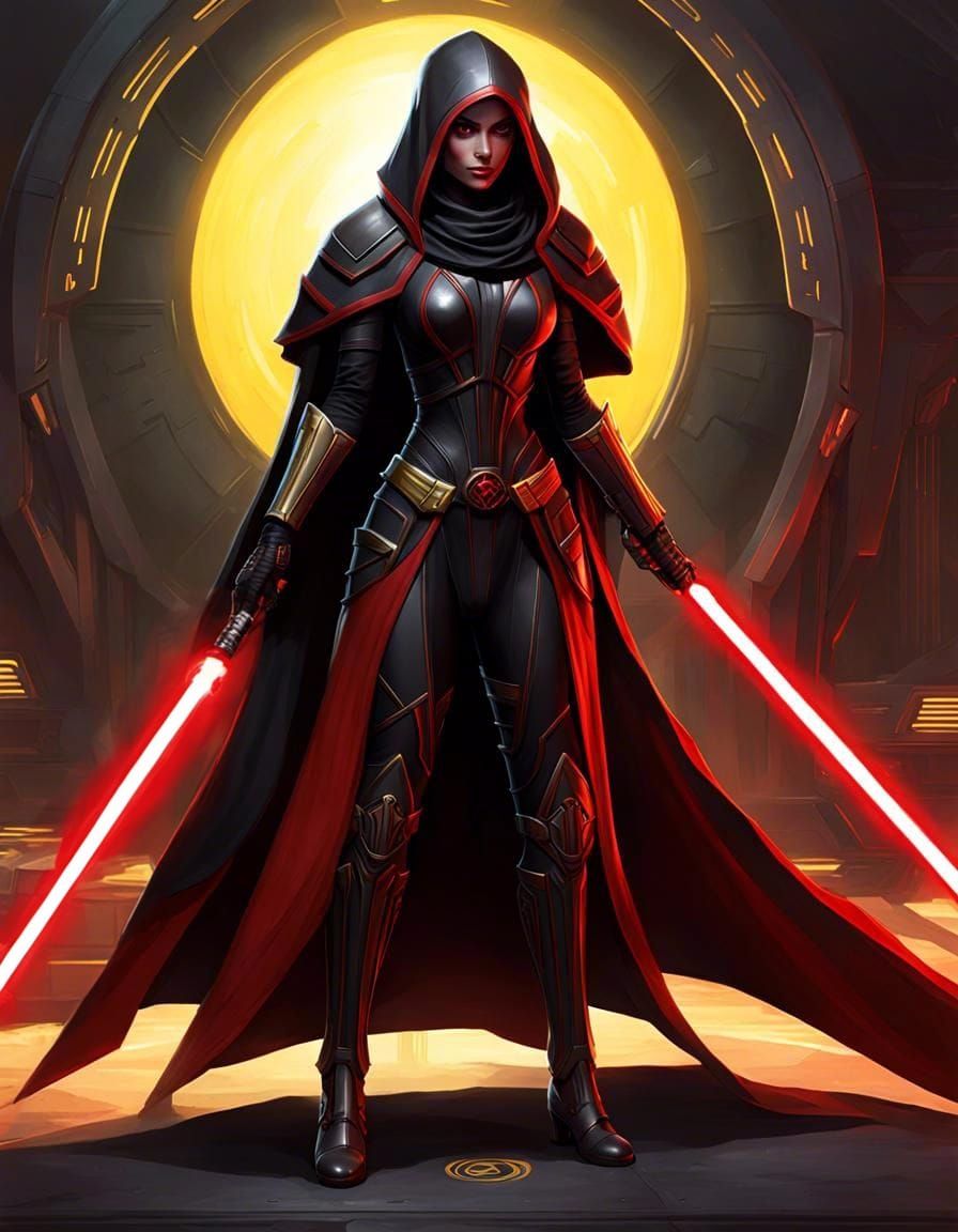 Alien Sith Warrior with Red Lightsabers