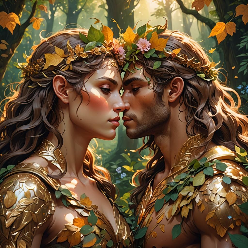Centaurs' Kiss: Romantic Fantasy Art in Golden Light