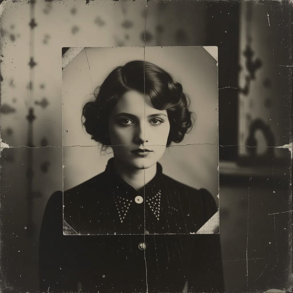 Ethereal Glitched Antique Photo in Grunge Art Style