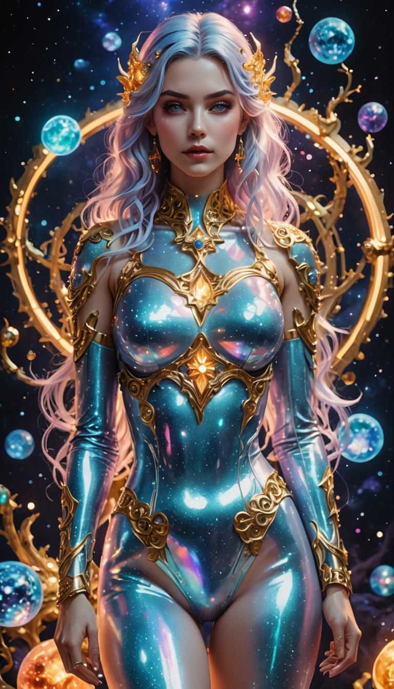 Chimera Girl with Metal Skeleton in Anime Style