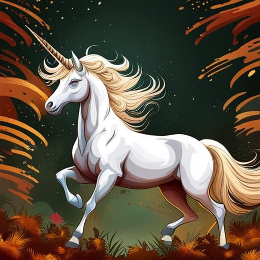 Mythic Unicorn Portrait in Vaporwave Style