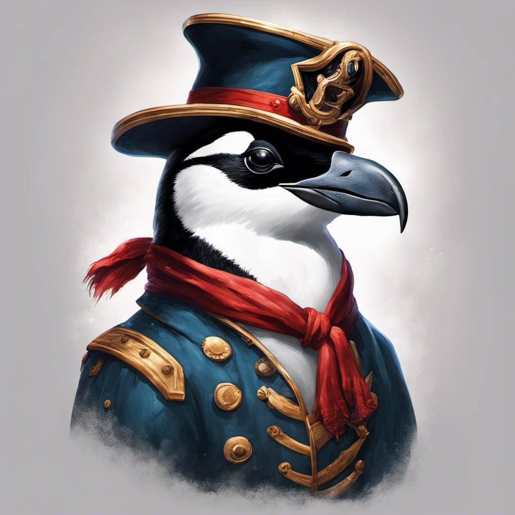 Penguin Pirate Captain on Deck in Splash Art