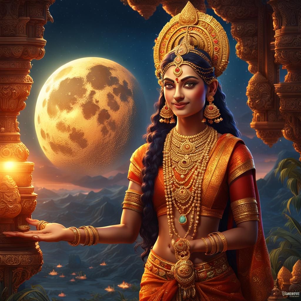 Radiant Vedic Goddess Kamalatmika: Fantasy Concept Art