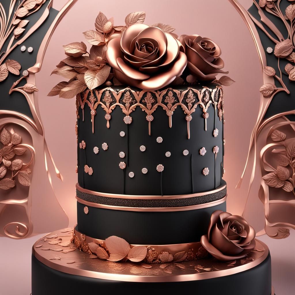 Rose Gold Cake with Bas Relief Texture