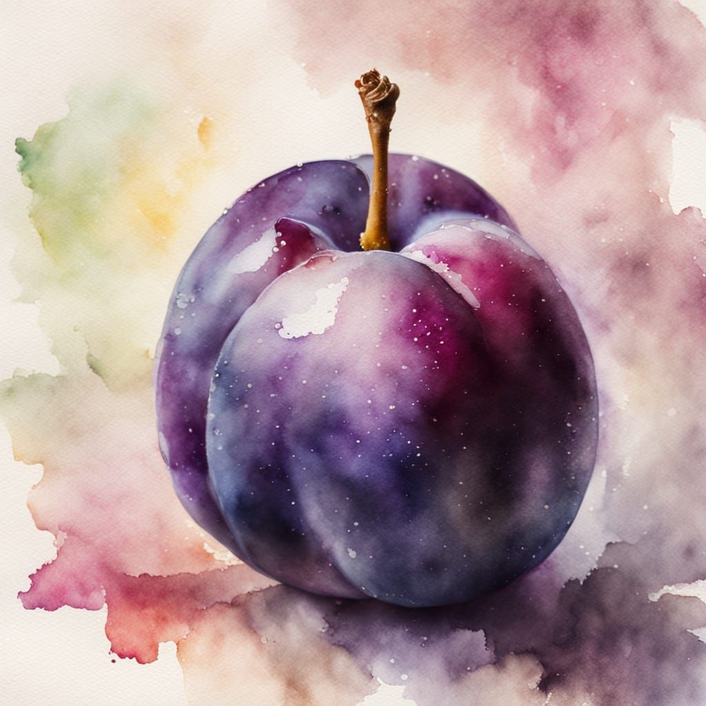 Watercolor Plum Macro Photography: Gentle Textures