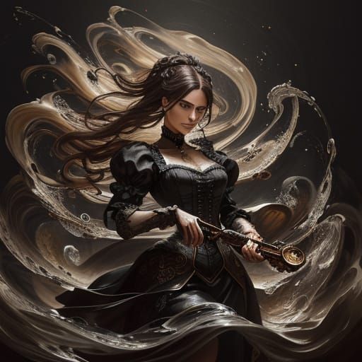 Victorian Woman Formed by Spilled Cappuccino Splash Art