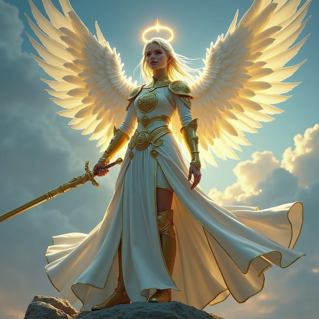 Warrior Saint Radiates Divine Light and Strength