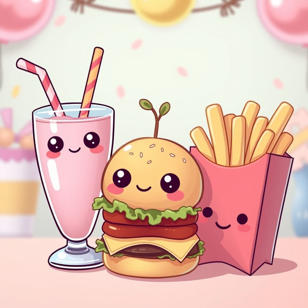 Kawaii Art of Anthropomorphic Foods at Party