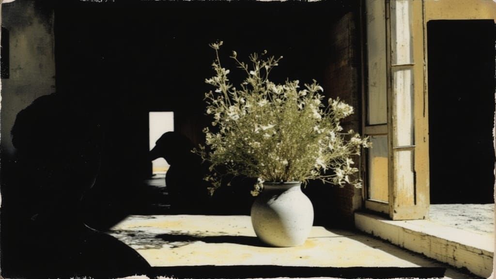 Rustic Landscape with Wildflowers in a Quaint Village