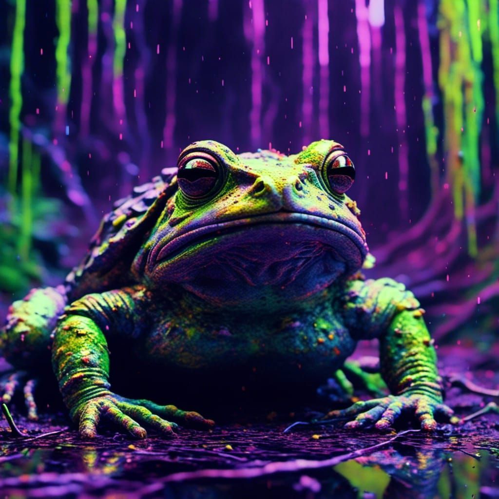 Glitch Art Toad: Neon Pixel Decay