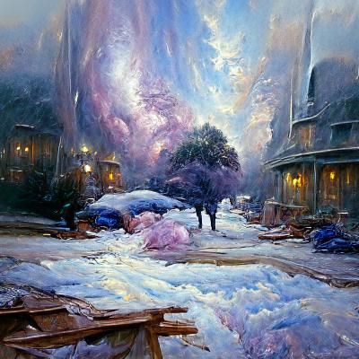 Pink and Purple Galaxy Over Snowy Landscape
