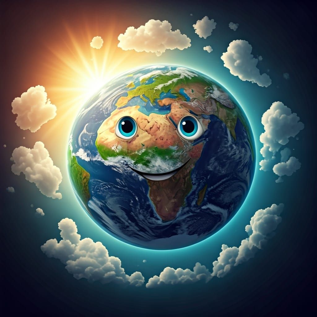 Smiling Earth in Sunlight: Painterly Digital Art