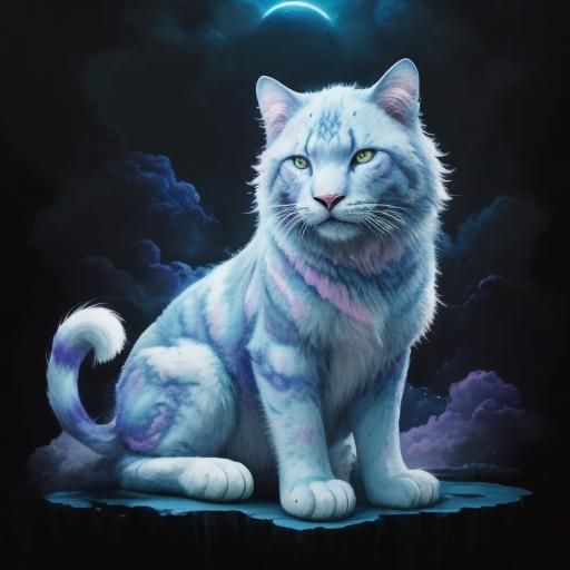 (THERE IS ALWAYS A BIG CAT MADE OF CLOUDS in this design.)(C...