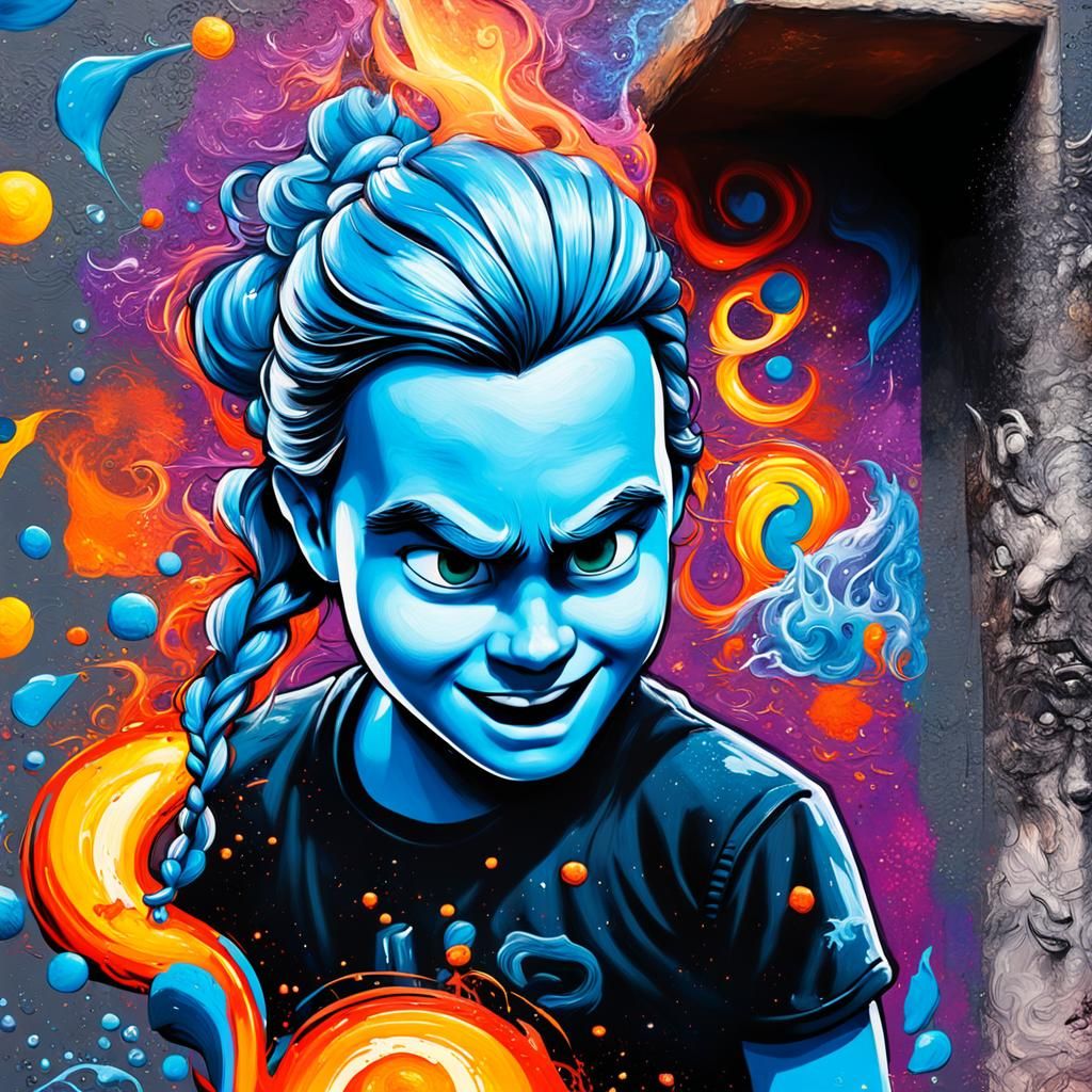 Disney Pixar Style Fire Graffiti Art in 3D