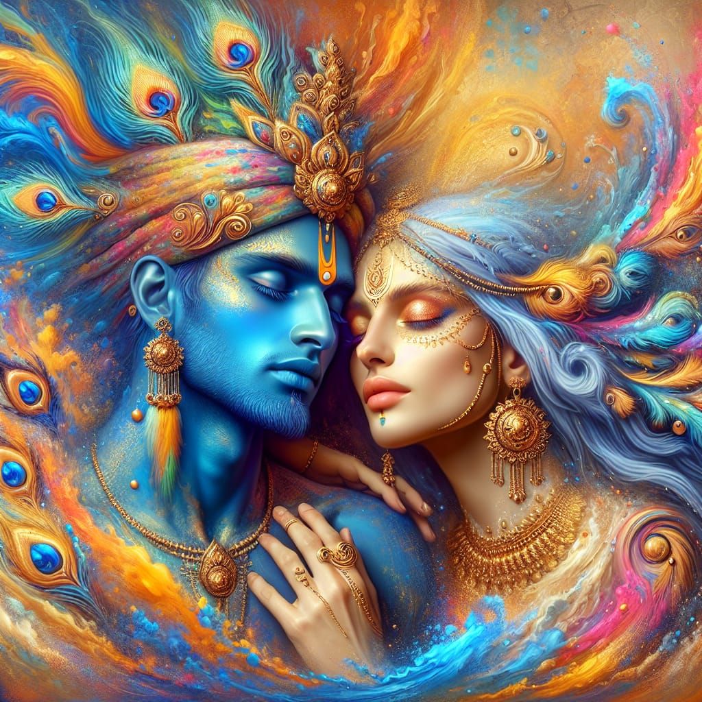 Radha Krishna Digital Painting in Surreal Style