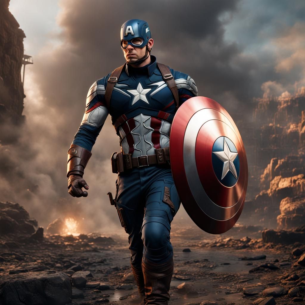 Detailed Matte Painting of Captain America