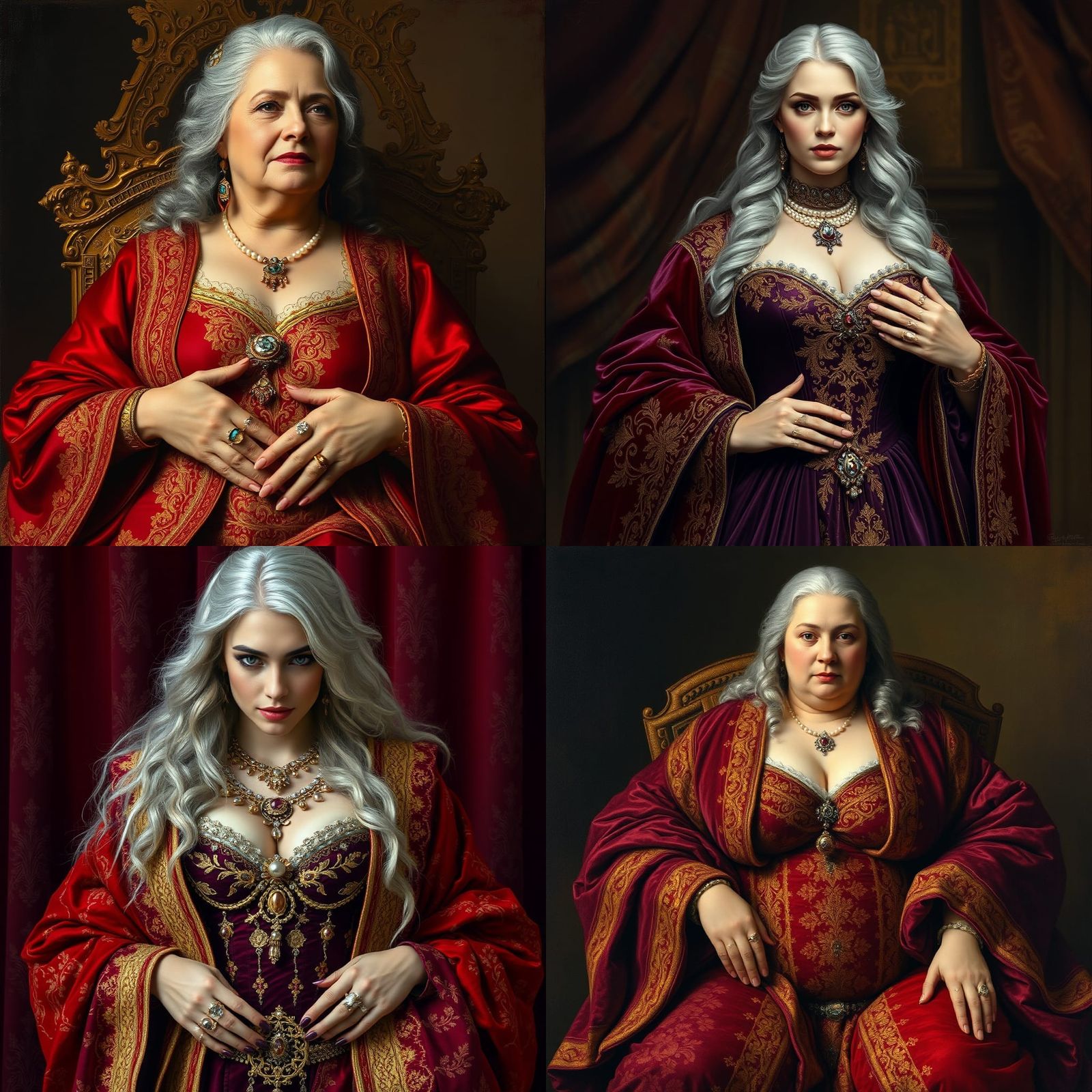 Silver-Haired Woman in Velvet and Gold