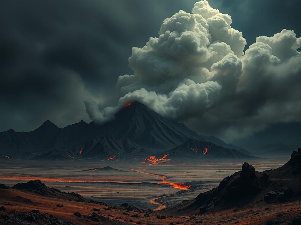 Demonic Volcanic Wasteland in Grimdark Style