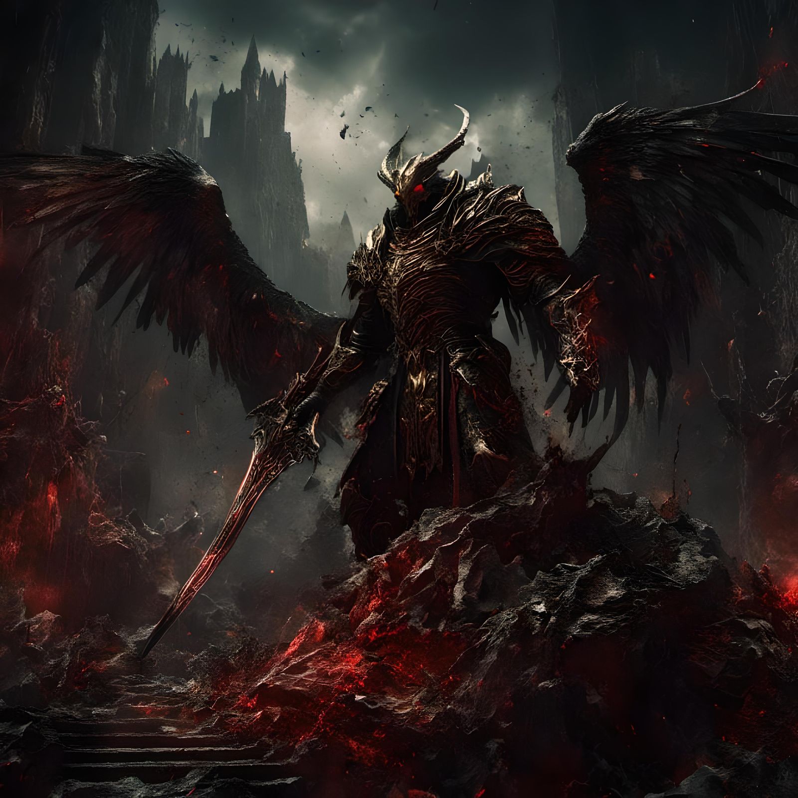 Fallen Angel Primarch with Demon Wings and Greatsword
