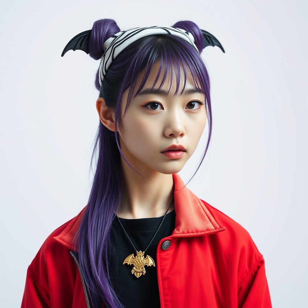 Chinese Woman with Purple Hair in 4K Photo Realism