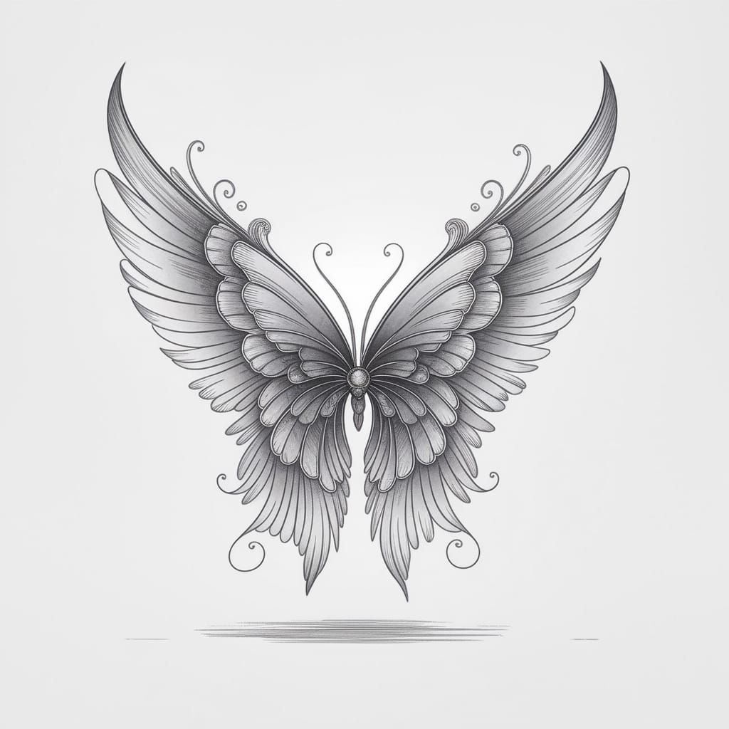 Elegant Art Nouveau Fairy Wings in Monochrome Delicacy