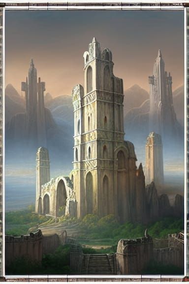 White Ruins of Gondolin: A Fantastical Matte Painting