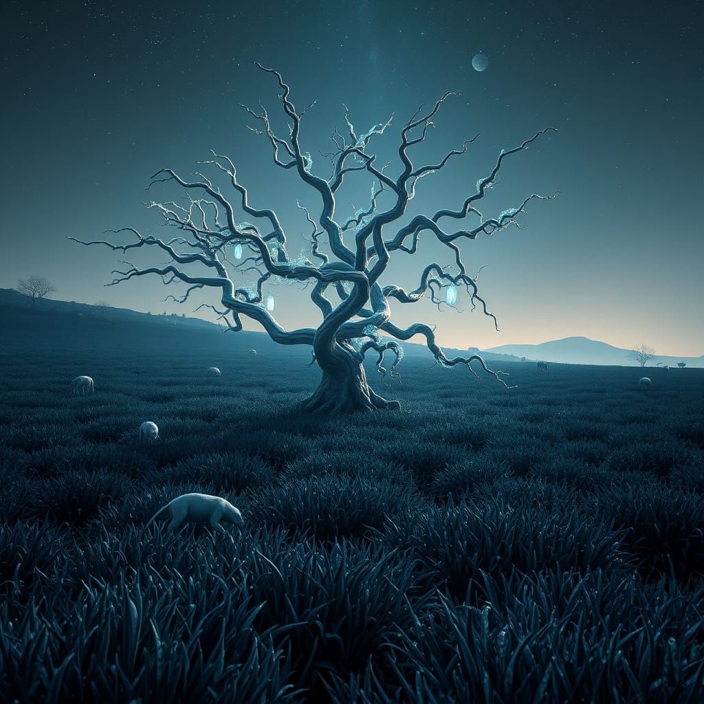 Mystical Black Grass Farm on a Distant World