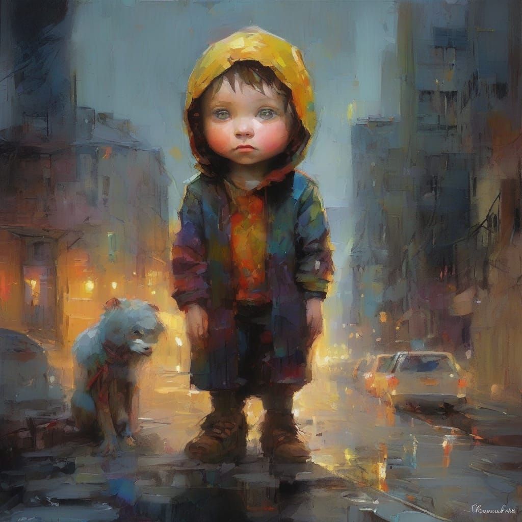 Child Superhero Overlooks Neon Metropolis in Vibrant Style