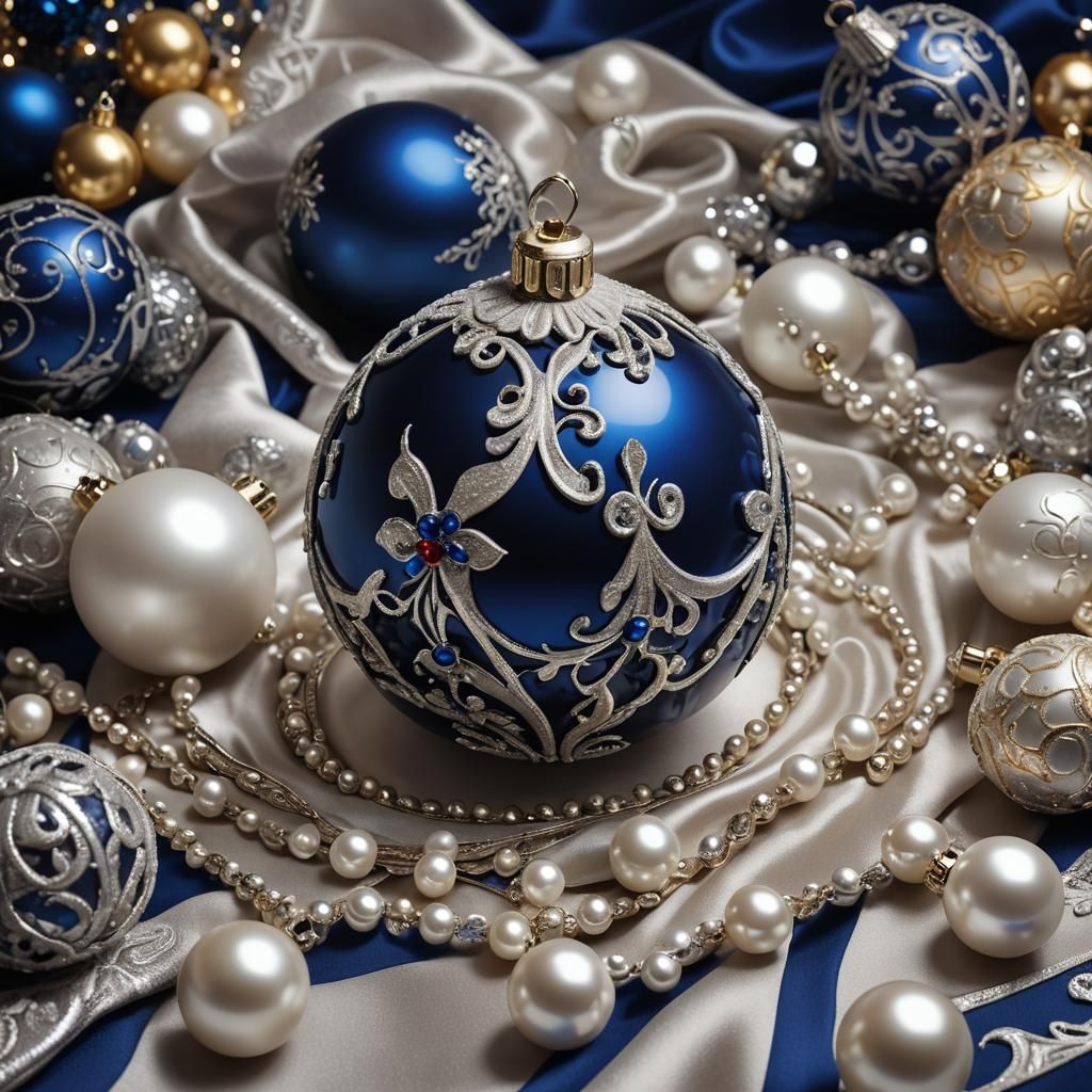 Sumptuous Christmas Ball with Silver Filigree