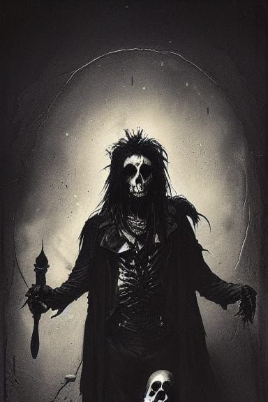 Sinister Skull in Horror Art Style