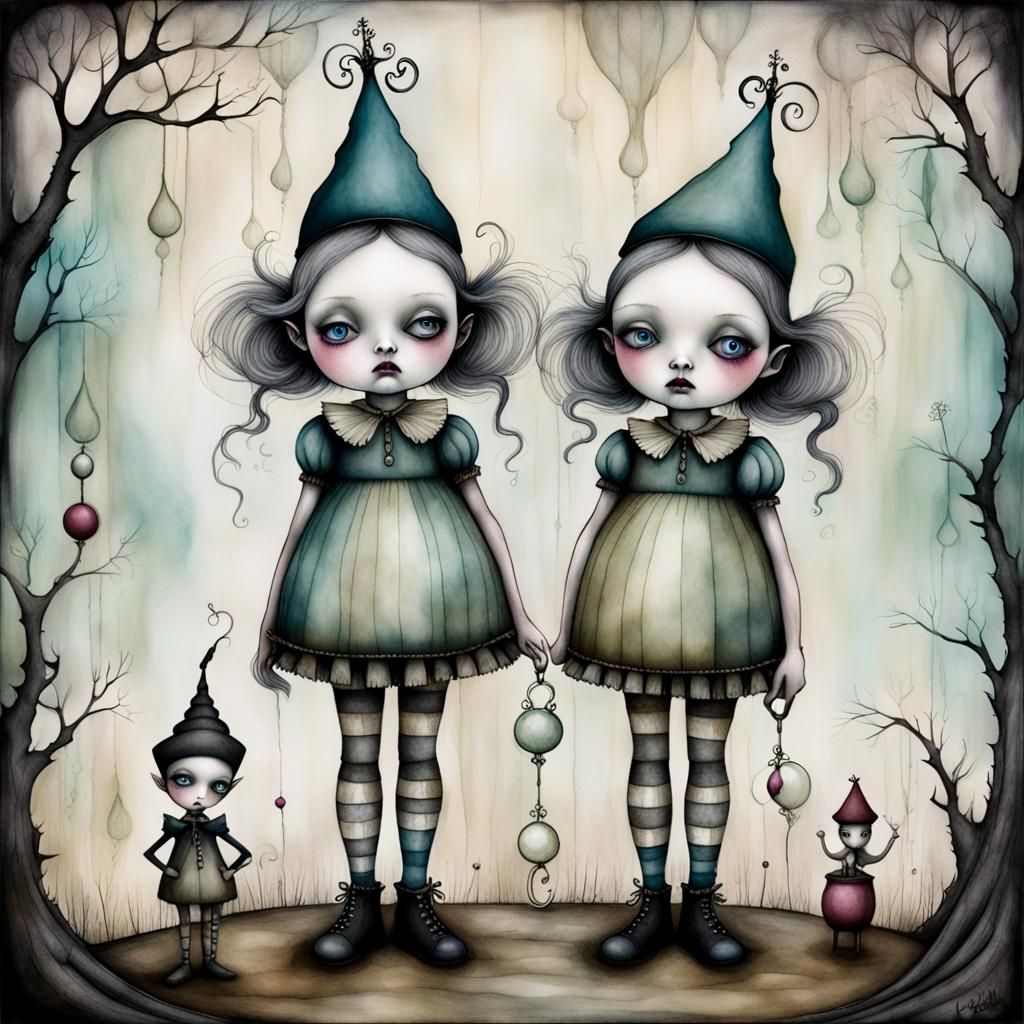 Tweedle Dee and Tweedle Dum: Surreal Alcohol Ink