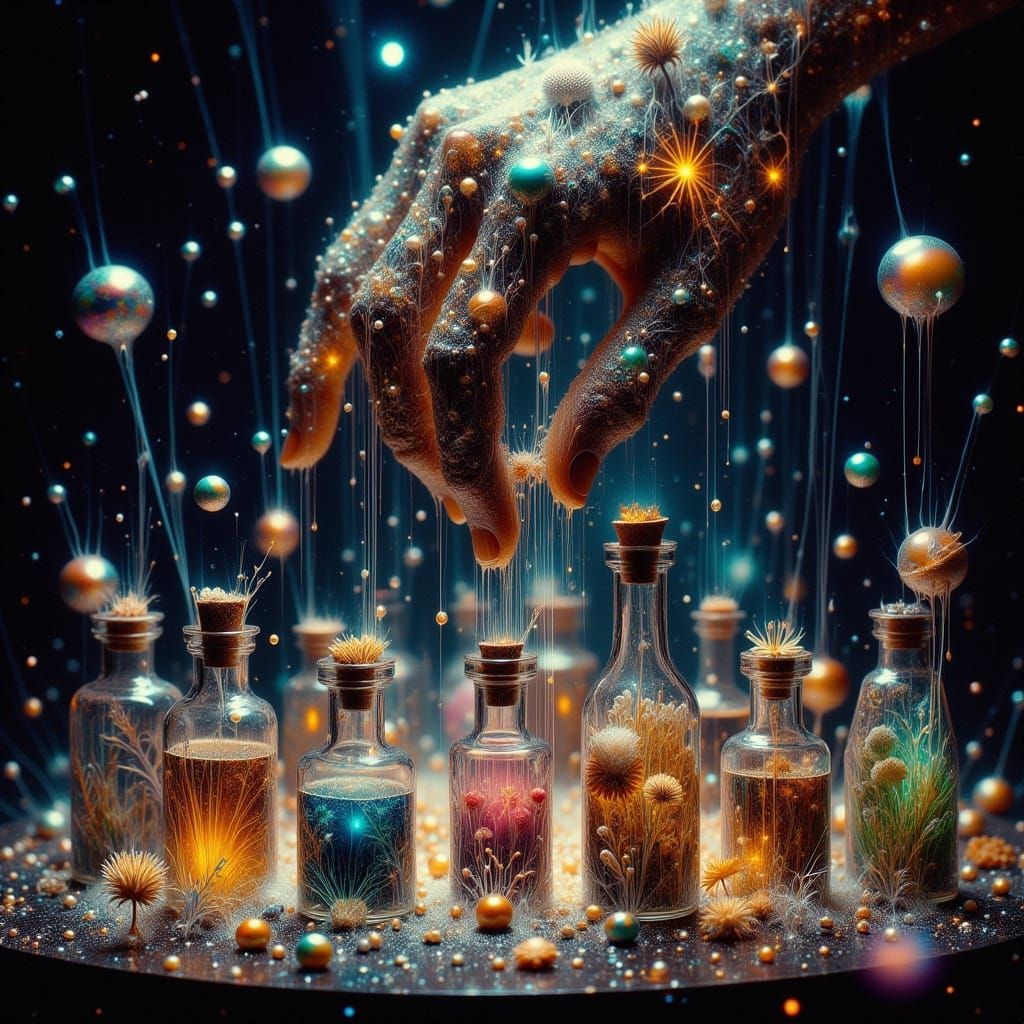 Magical Potion Bottles Exploding with Fairy Dust