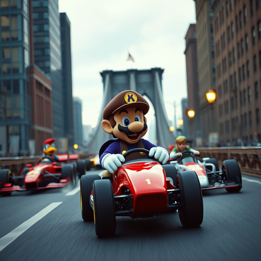 Darkwing Duck Leads Mario and Link in Formula 1 Race