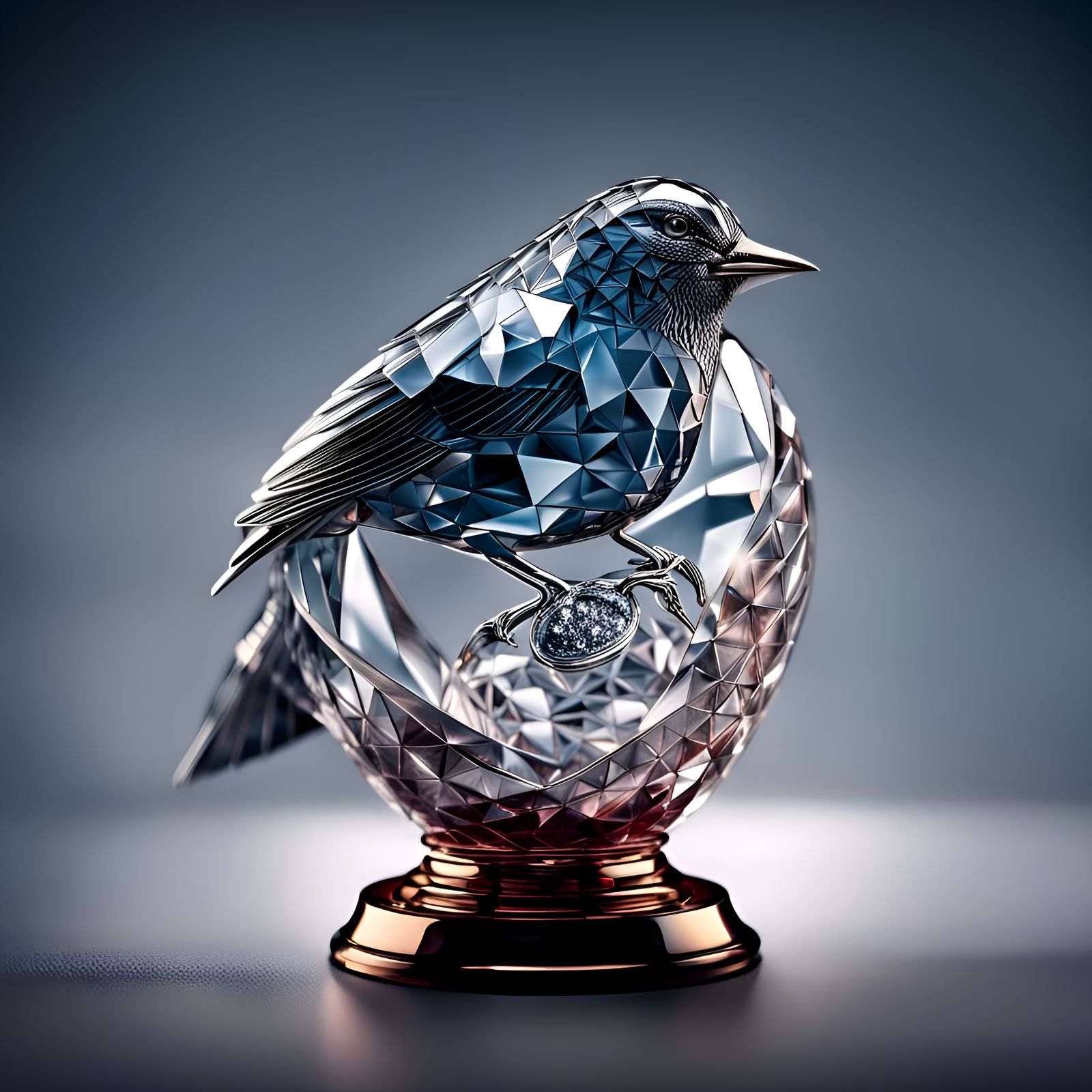 Diamond and Glass Bird Trophy in HDR