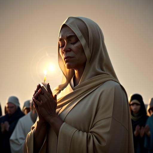 Hopeful Protest: Hands in Prayer with Candles