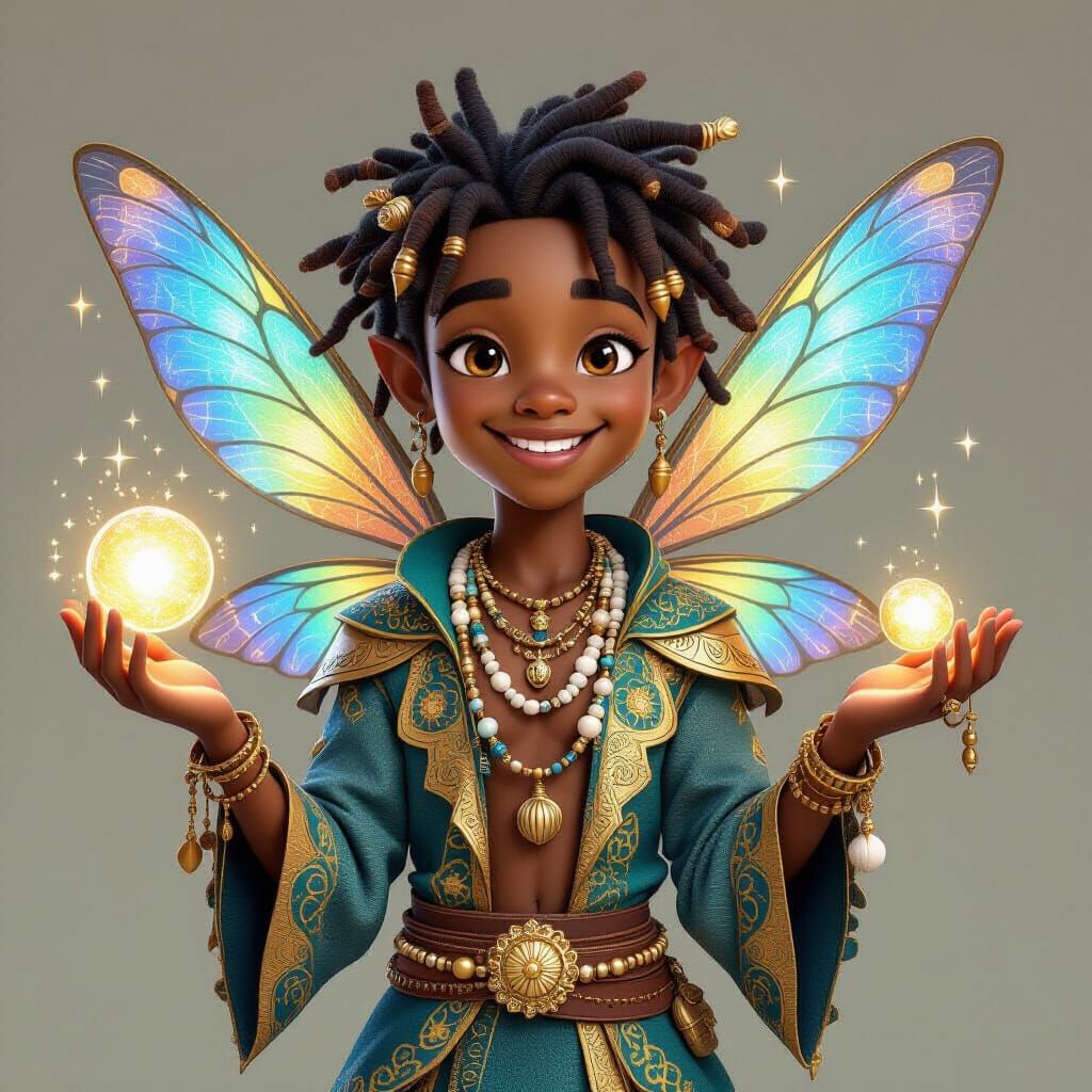 Young Black Fairy Prince in 3D Illustration