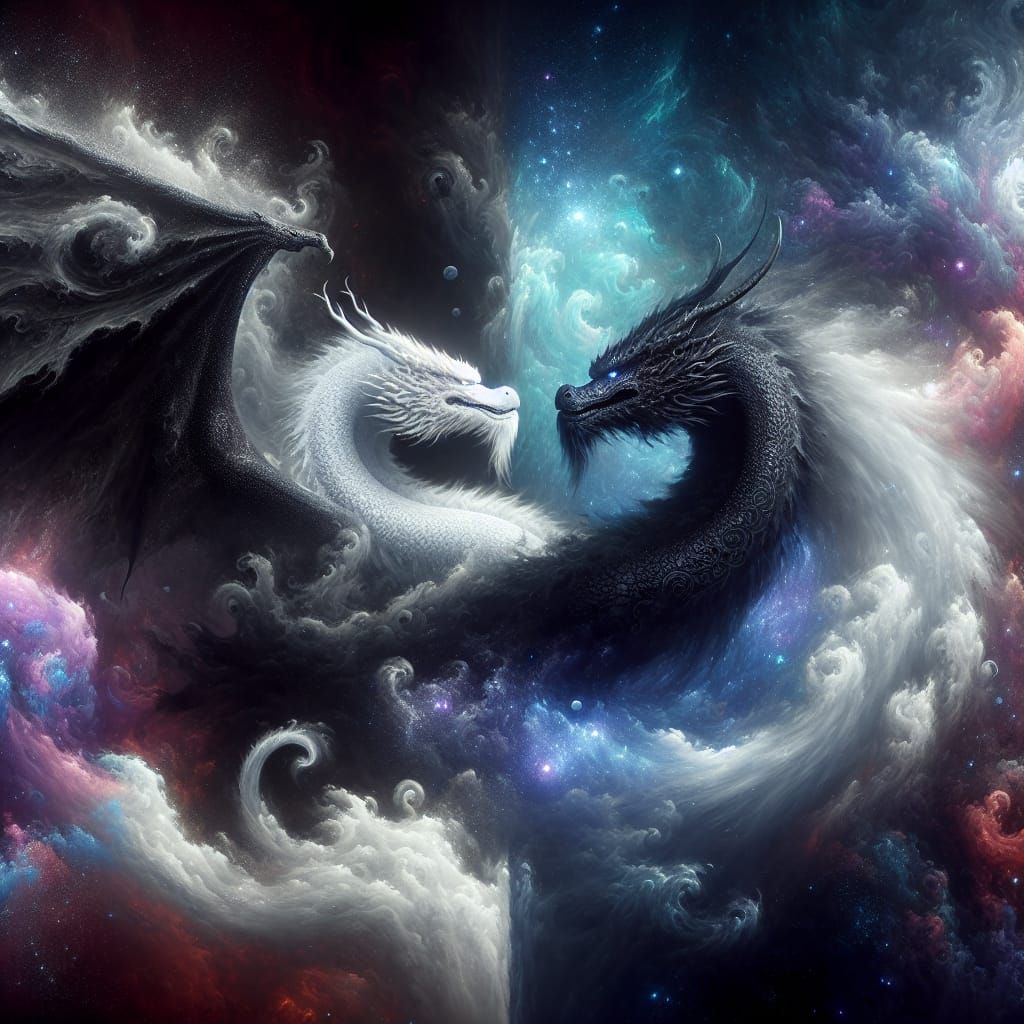 Harmonious Convergence of Yin - Yang Elemental Dragons in Co...