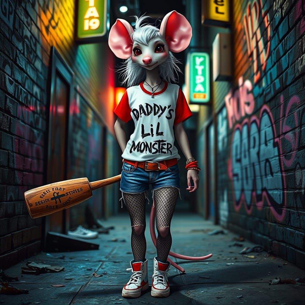 Graffiti Alley Goddess in Punk Rock Attire