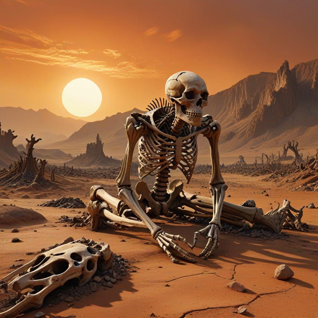 Forsaken Giants' Domain in Burnt-Orange Twilight