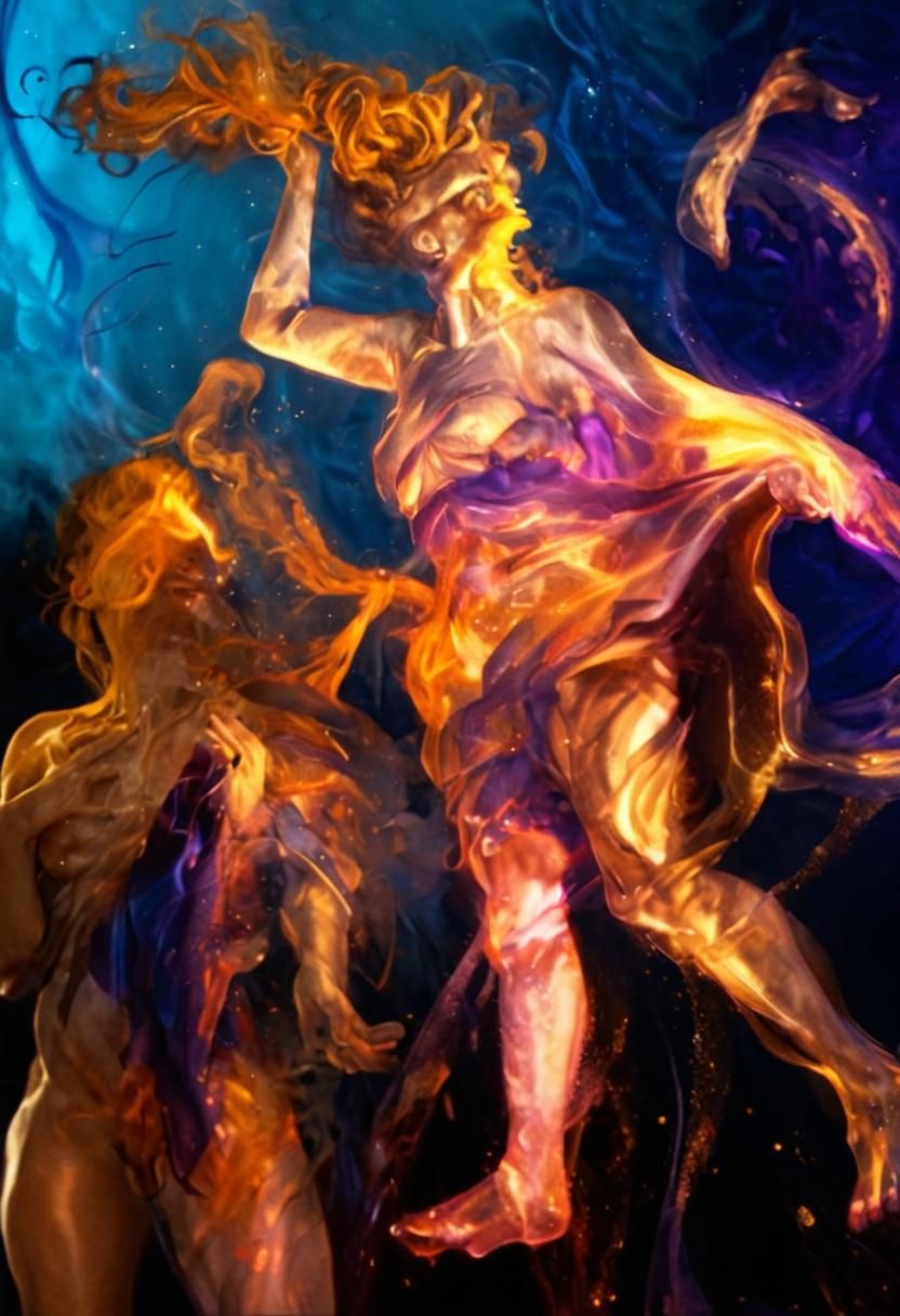 Abstract Figures in Motion: Dark Fantasy Concept Art