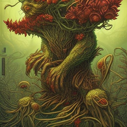 Plant Monster in Comic Book Art Style