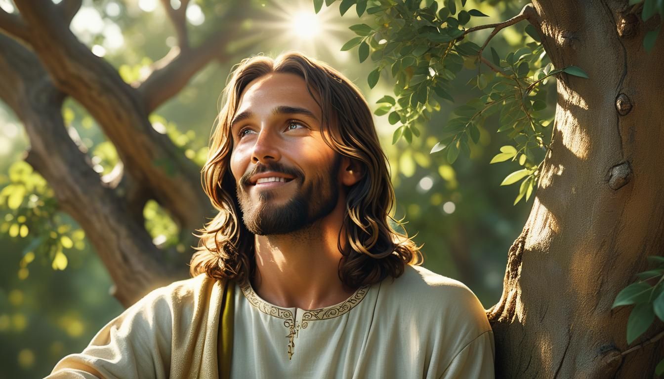 Jesus Christ Portrait with Golden Light, 3D Render