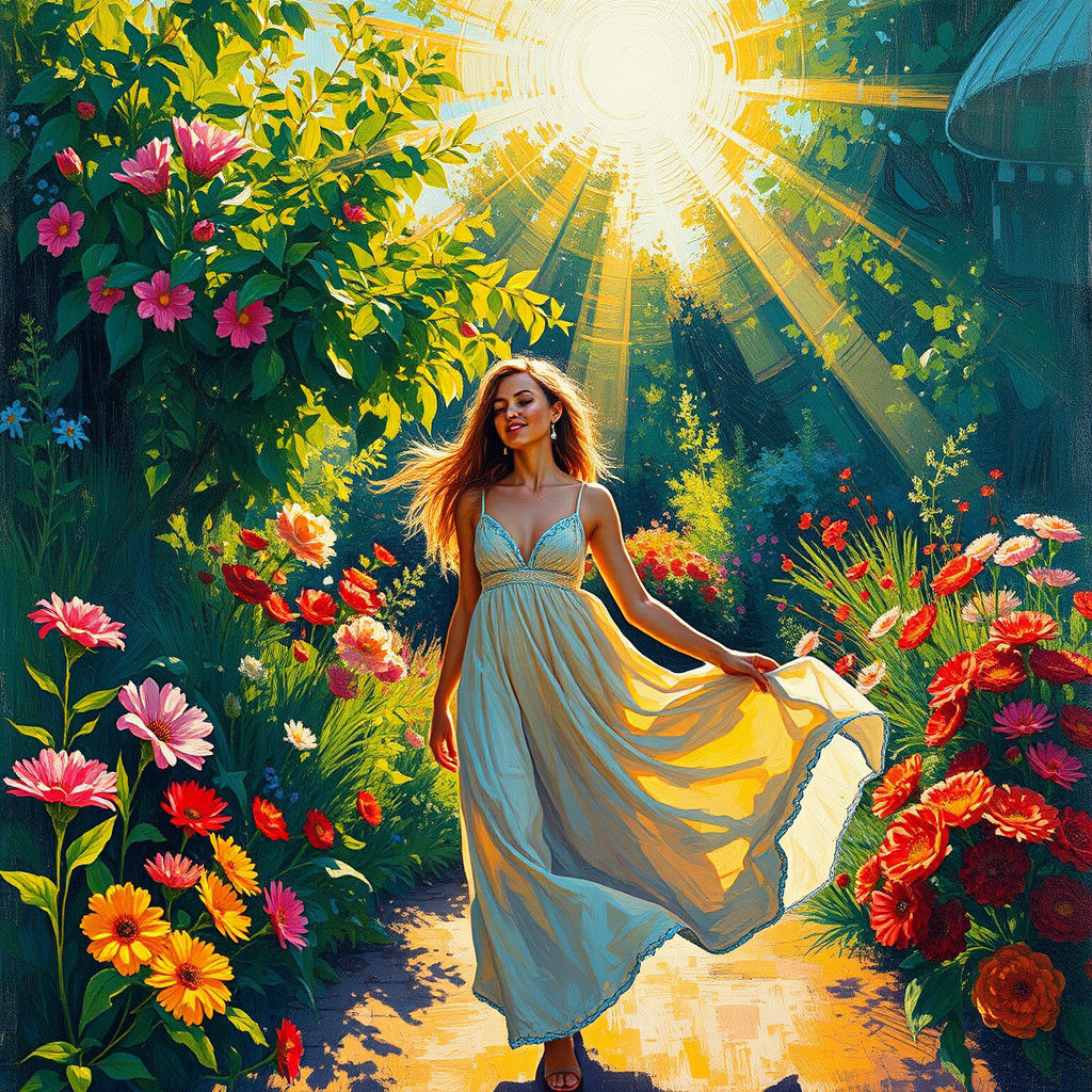 Vibrant Summer Scene in Expressionist Style