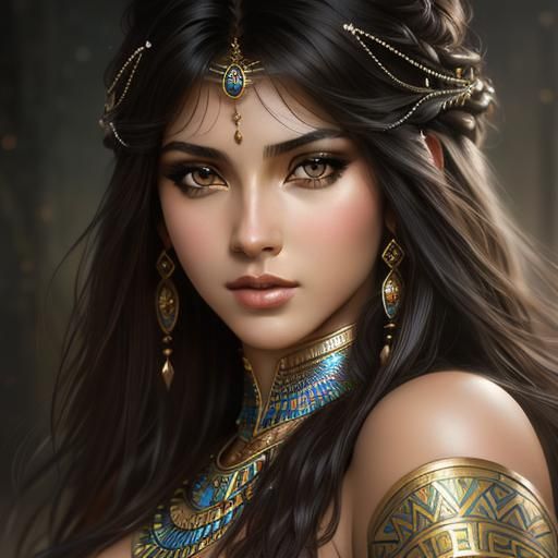 Beautiful Egyptian Woman Portrait in Realism Style